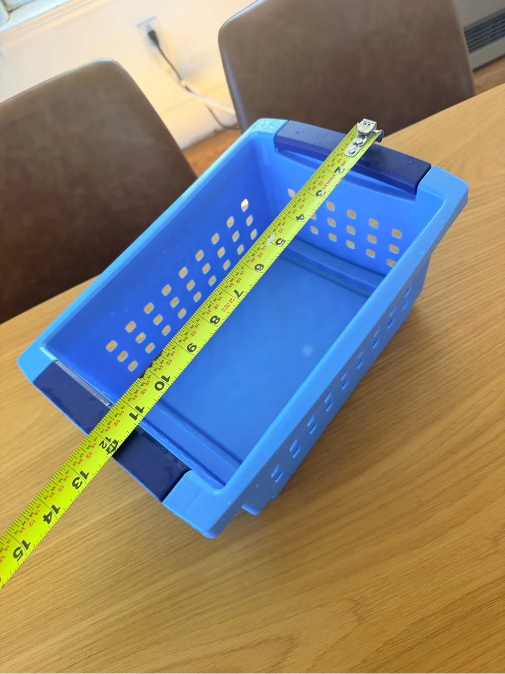 Blue Plastic Storage Basket with Dark Blue Handles - Home Accents